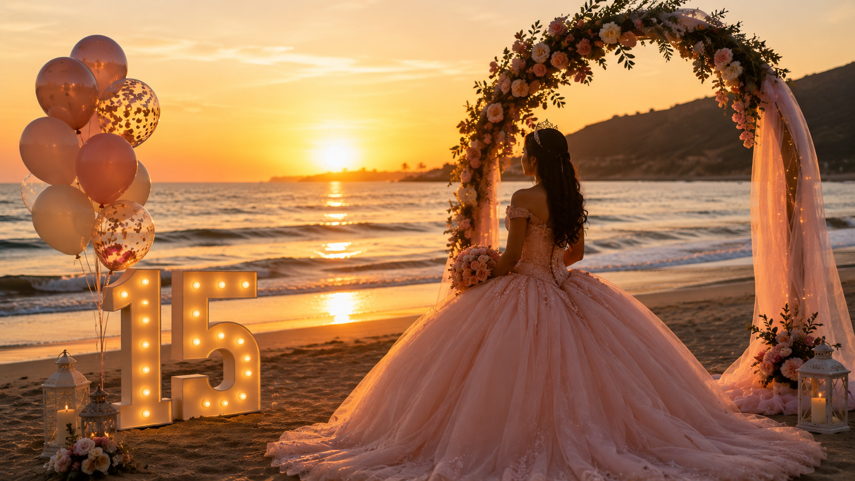 Quinceañeros en playa